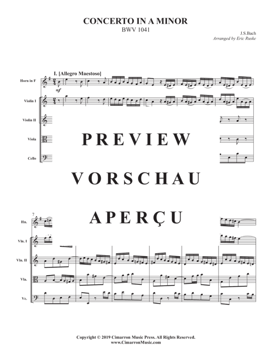 Produktgalerie: Seite 3 von 21 Concerto in a minor , , (Streicher Quartett + Horn in F Solo)