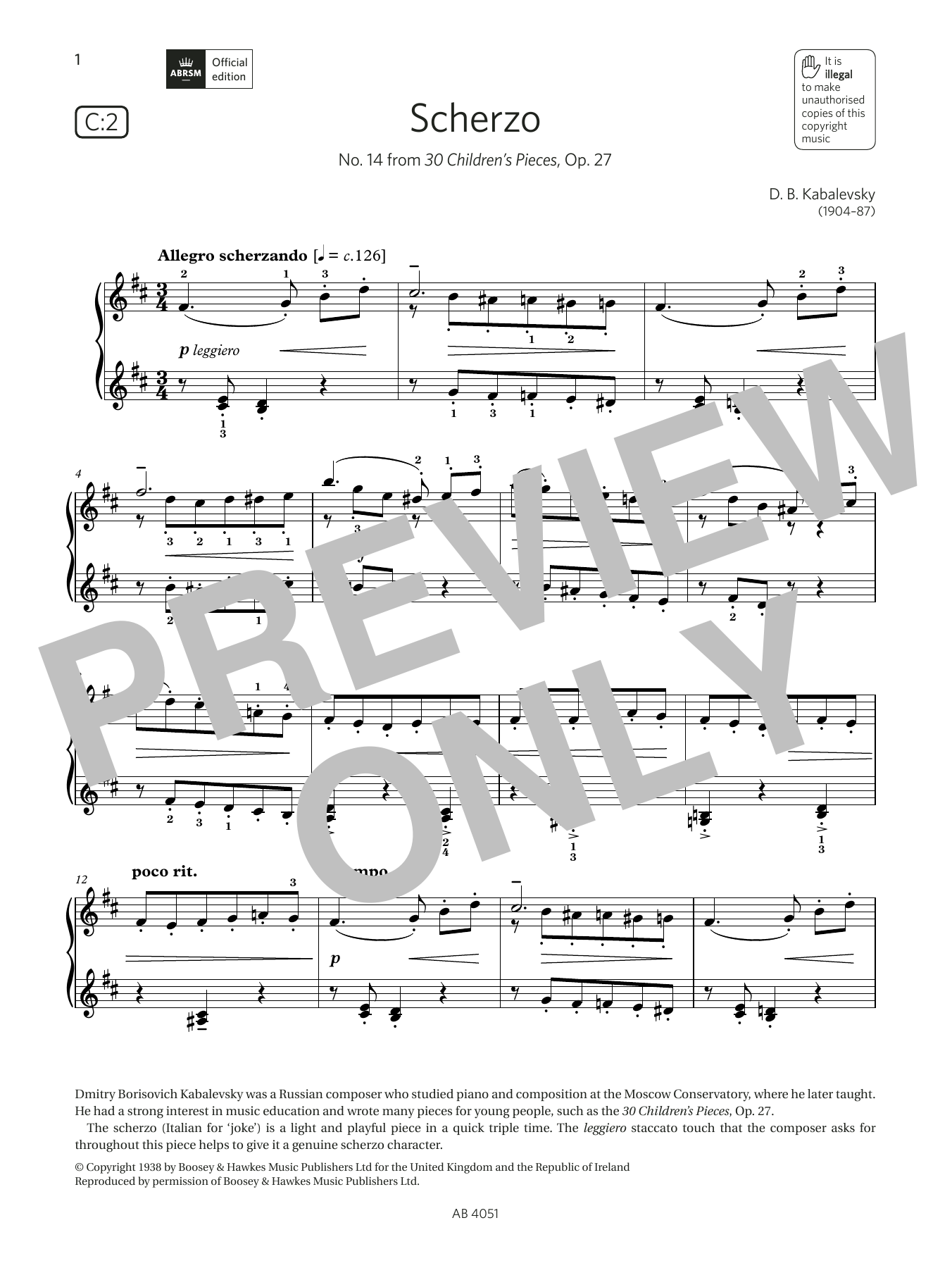 Product picture to: Scherzo (Grade 5, list C2, from the ABRSM Piano Syllabus 2023 & 2024)