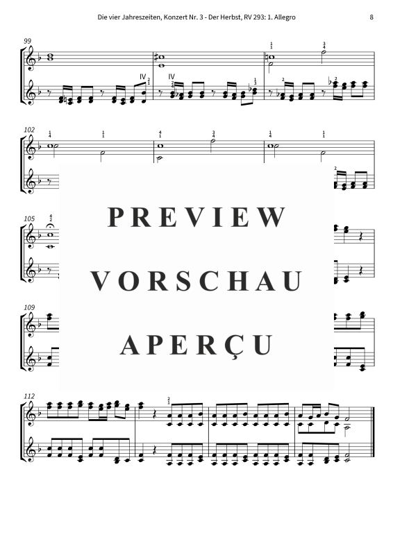 Produktgalerie: Seite 10 von 10 Die vier Jahreszeiten, Konzert Nr. 3 - Der Herbst - 1. Allegro, The Twiolins, (Duett 2x Vioine)