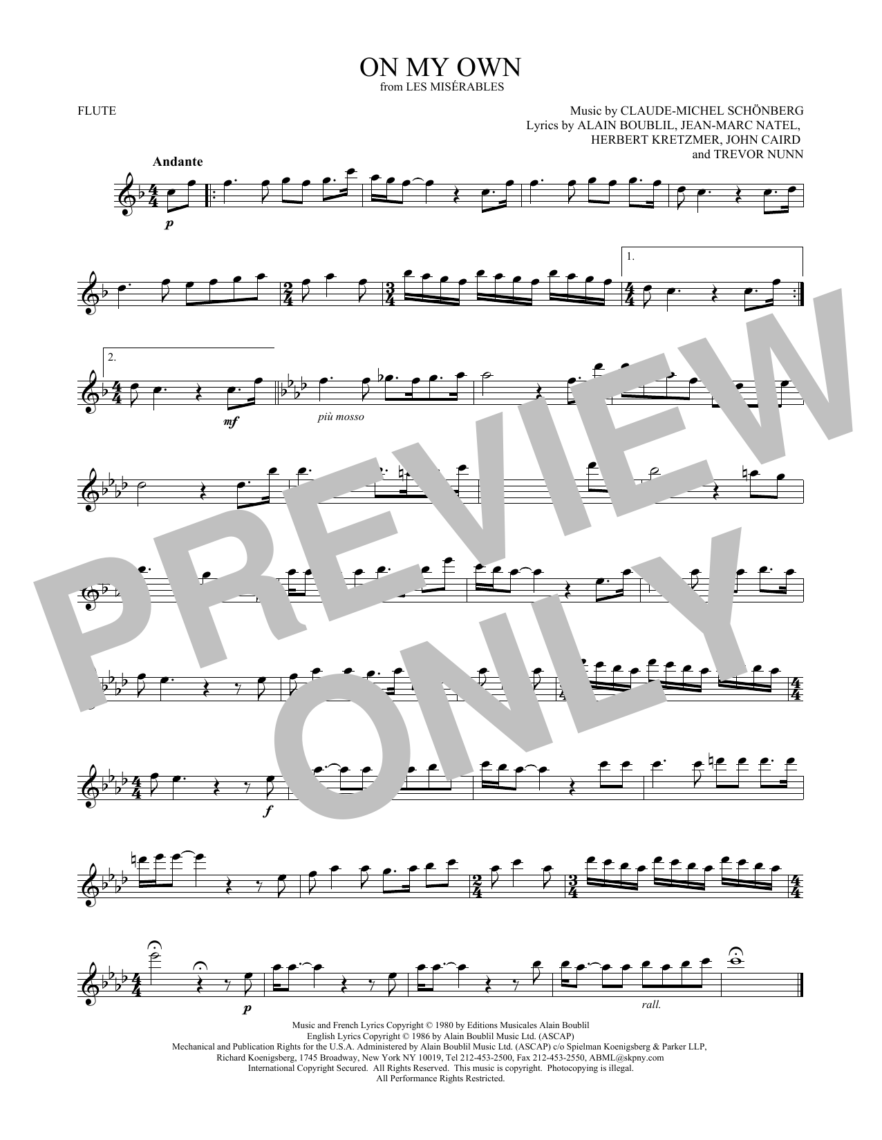 Product gallery: Page 1 of 1 On My Own (from Les Miserables), Claude-Michel Schönberg