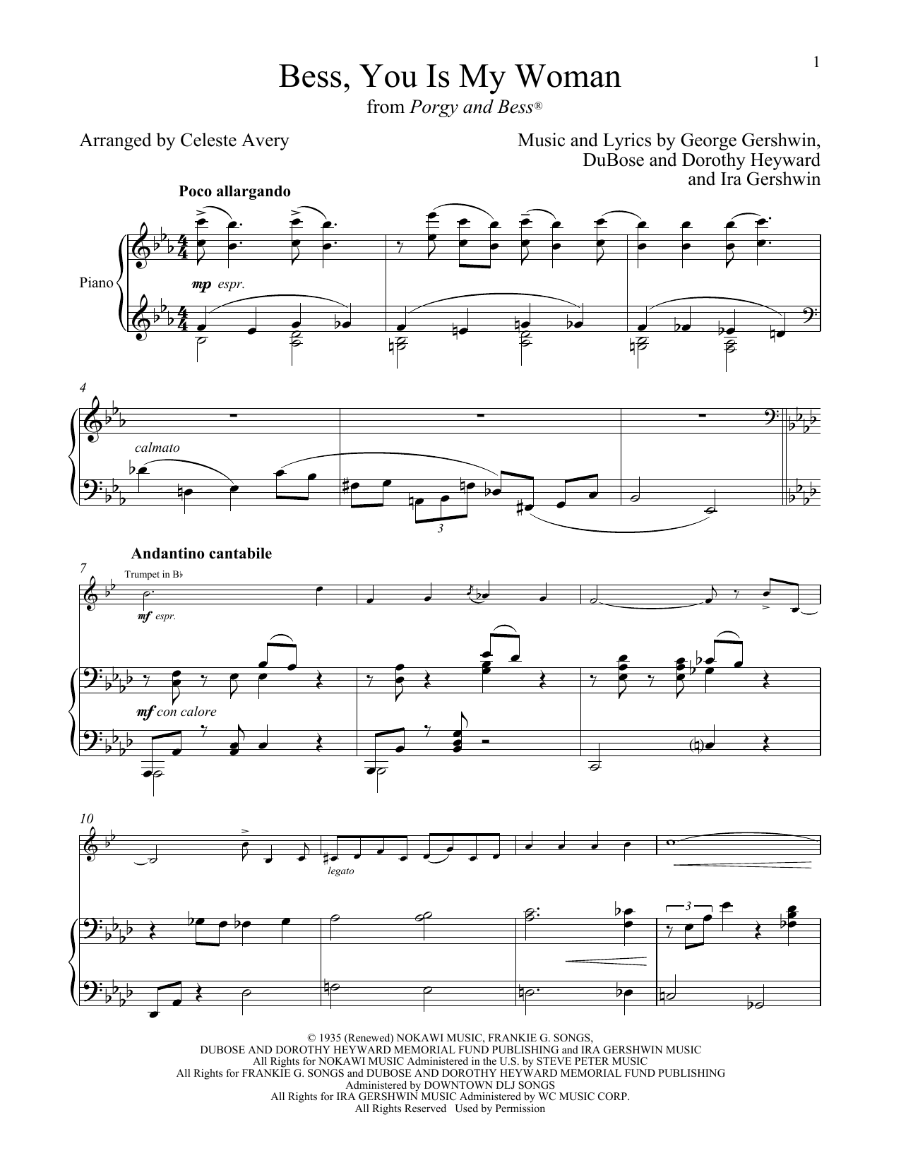 Produktgalerie: Seite 1 von 1 Bess, You Is My Woman (from Porgy and Bess), George Gershwin & Ira Gershwin, Horn, Klavier