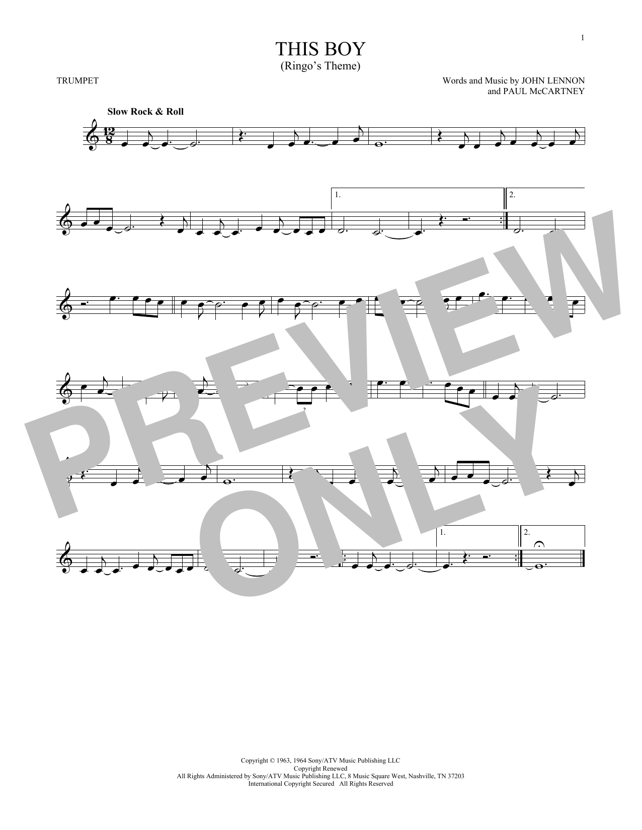 Produktgalerie: Seite 1 von 1 This Boy (Ringo's Theme), The Beatles, Trompete