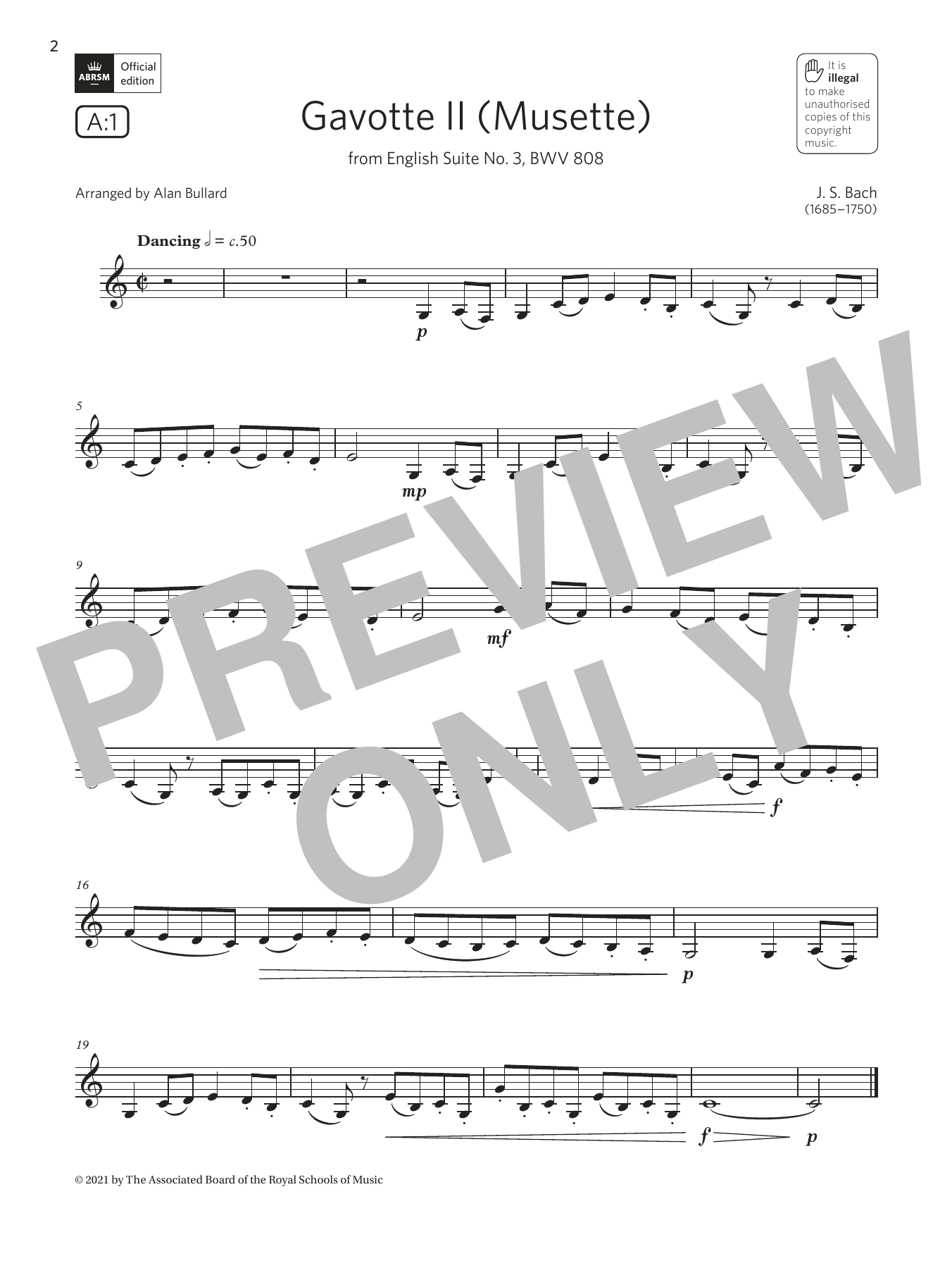 Produktgalerie: Seite 1 von 1 Gavotte II (from English Suite No. 3)  (Grade 2 List A1 from the ABRSM Clarinet syllabus from 2022), Johann Sebastian Bach, Klarinette