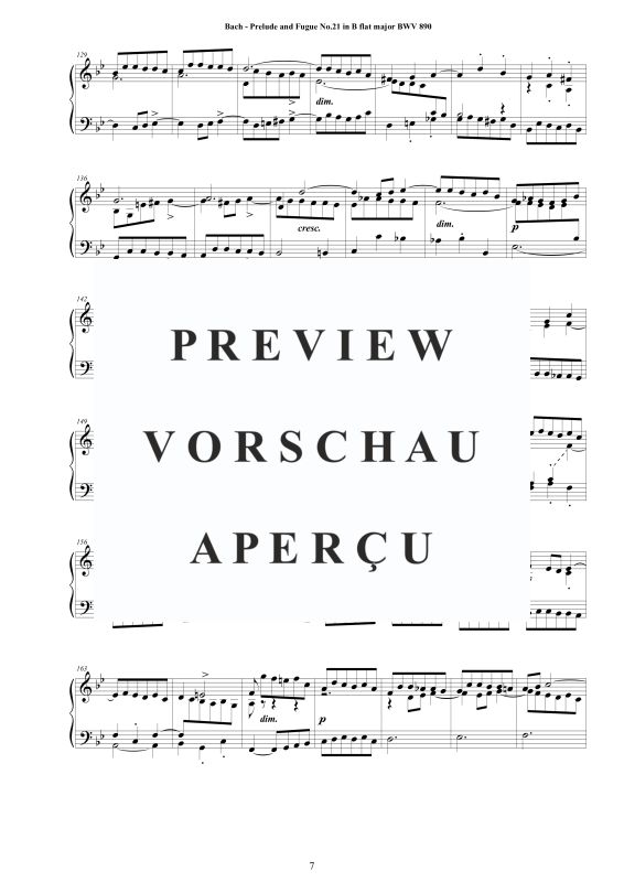 Product gallery: Page 8 of 9 Prelude and Fugue No. 21 in B flat major BWV 890, , Solo Piano