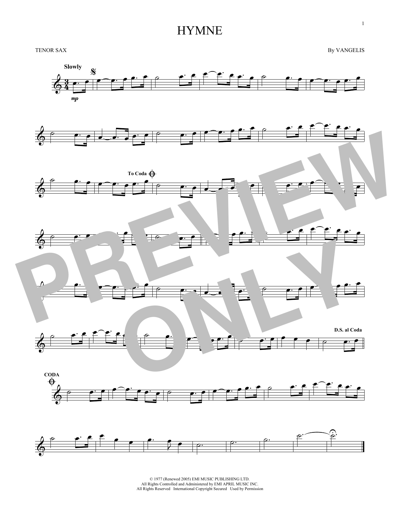 Product gallery: Page 1 of 1 Hymne, Vangelis