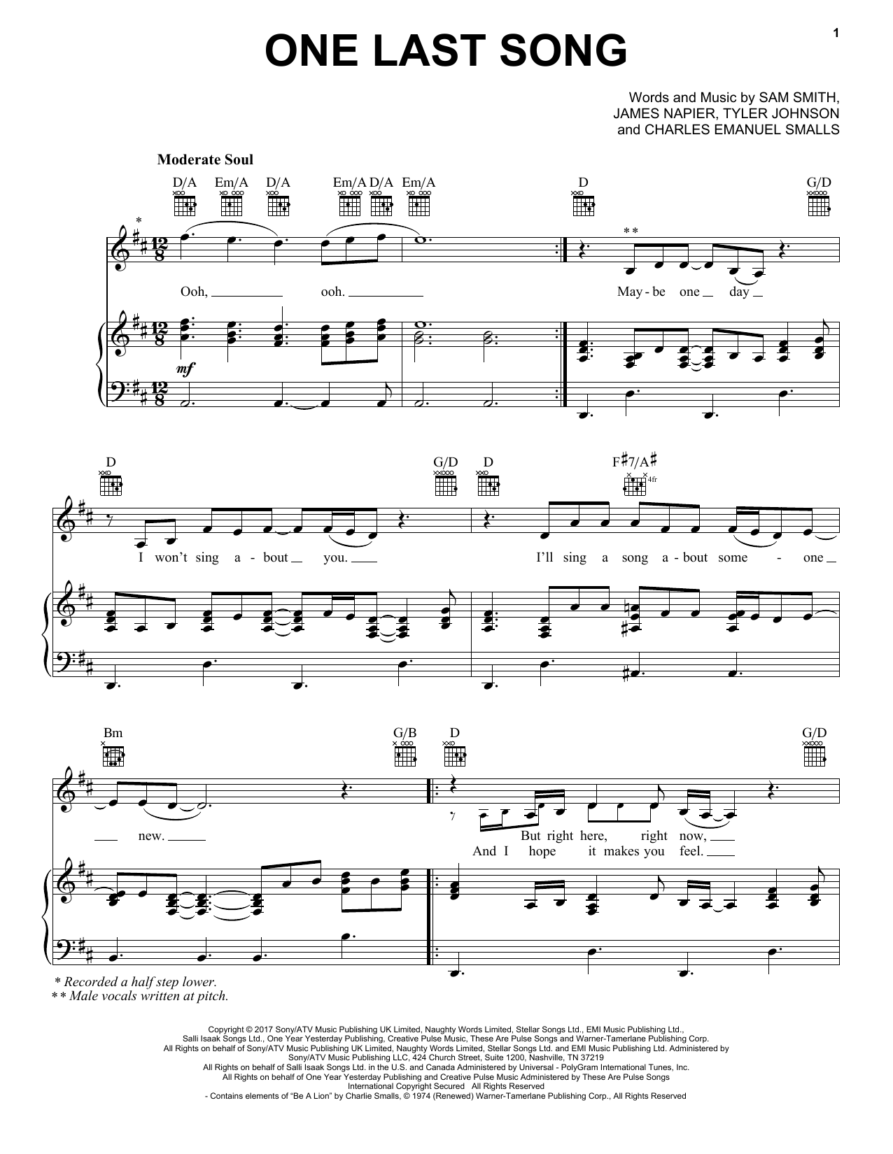 Product picture to: One Last Song