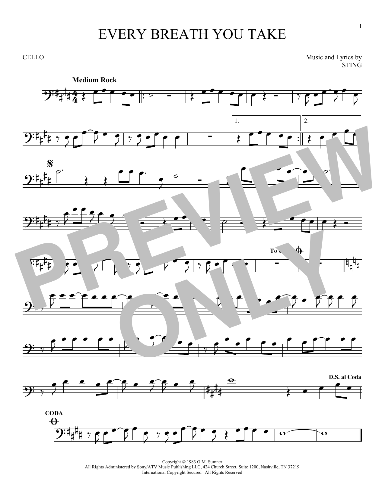 Produktgalerie: Seite 1 von 1 Every Breath You Take, The Police, Violoncello