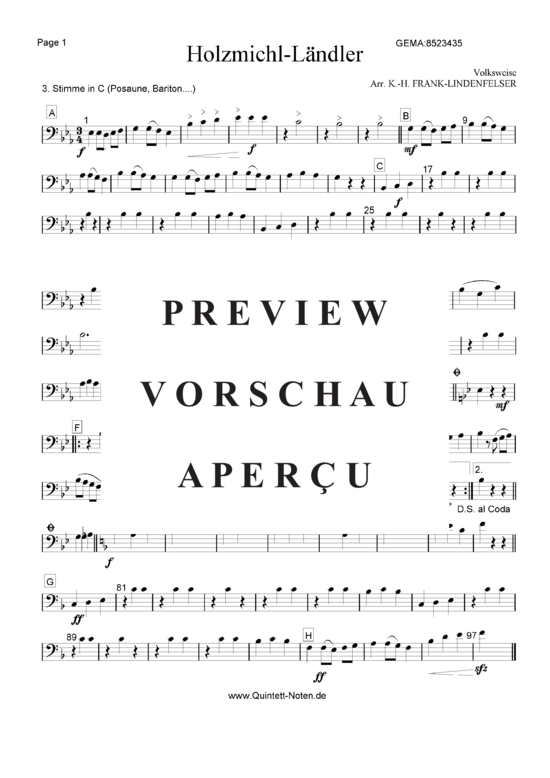 gallery: Holzmichl-Ländler - Lebt denn der alte Holzmichl noch? , , (Blechbläser Quintett - flexible Besetzung)