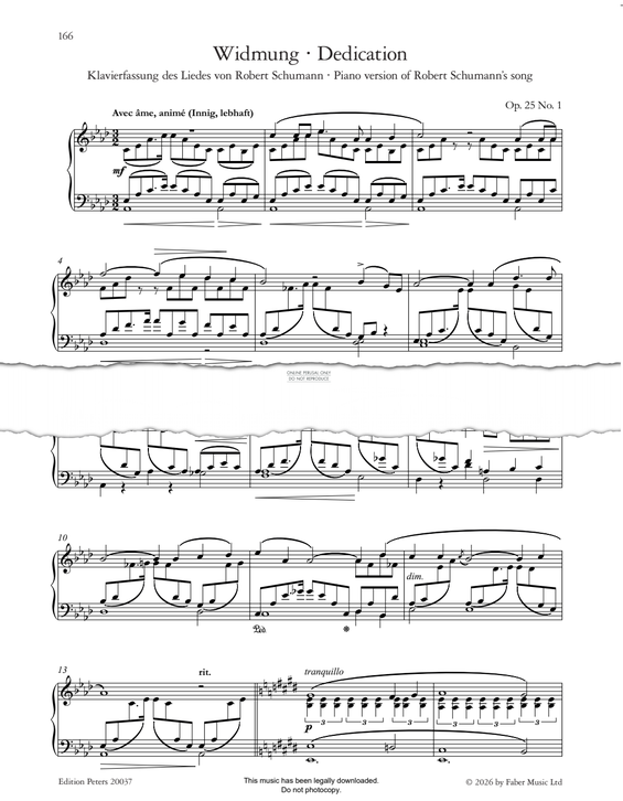 Produktbild zu: Widmung · Dedication, Op. 25 No. 1 - Clara Schumann