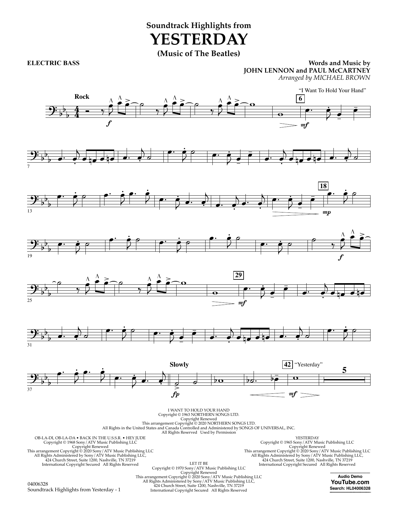 Produktgalerie: Seite 1 von 1 Highlights from Yesterday (Music Of The Beatles) (arr. Michael Brown) - Electric Bass, The Beatles, Ensemble