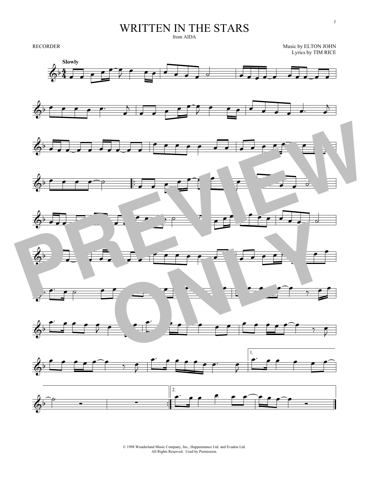 Product gallery: Page 1 of 1 Written In The Stars (from Aida), Elton John & LeAnn Rimes