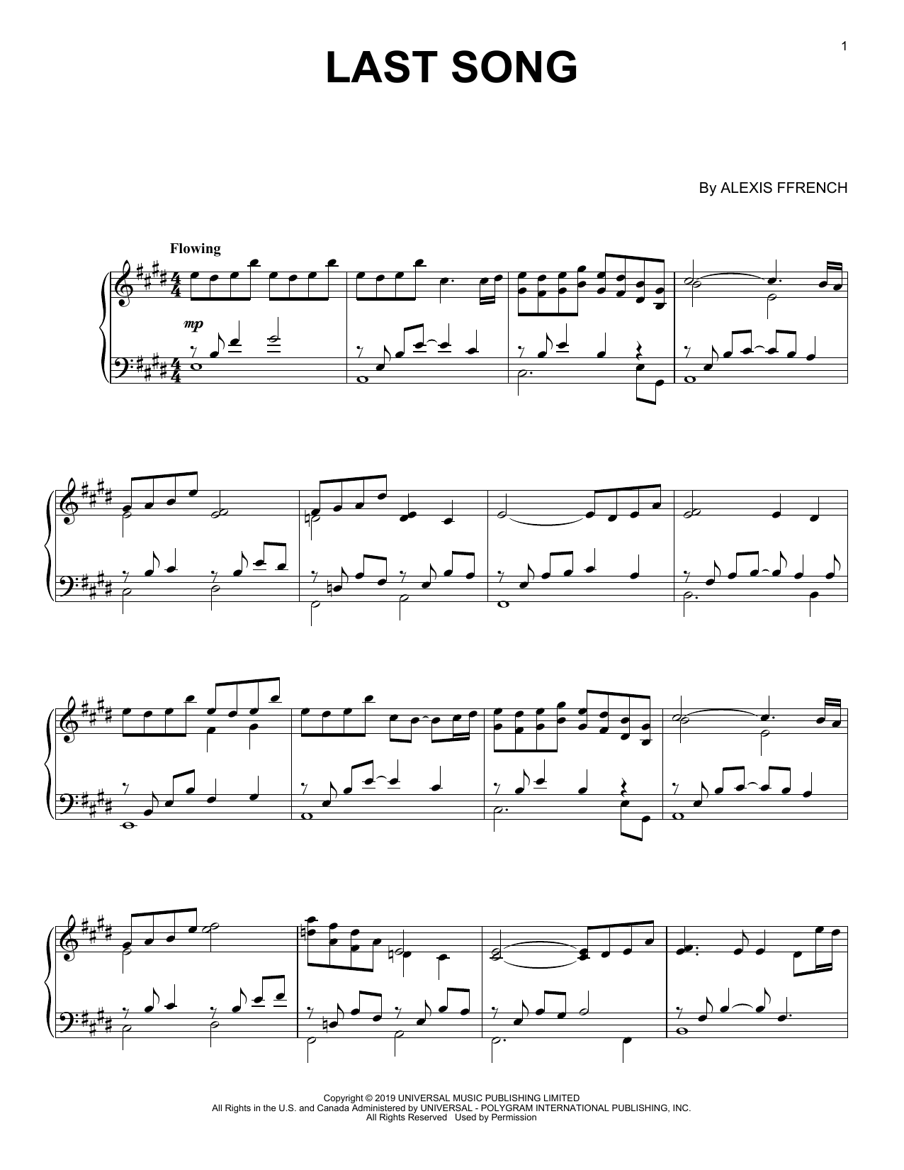 Produktgalerie: Seite 1 von 1 Last Song, Alexis Ffrench, Klavier