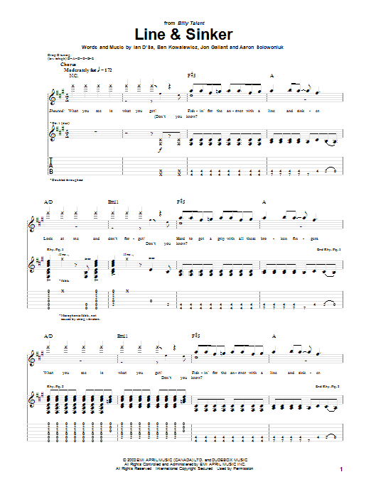 Produktgalerie: Seite 1 von 1 Line & Sinker, Billy Talent, Gitarre