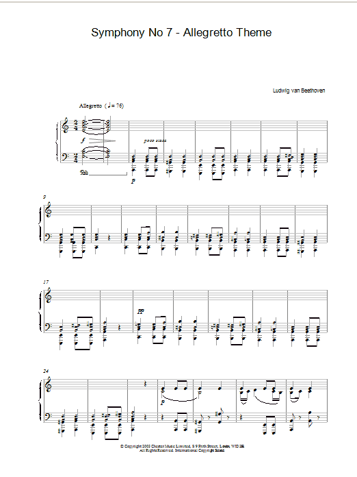 Product gallery: Page 1 of 1 Symphony No. 7 - Allegretto Theme, Ludwig Van Beethoven
