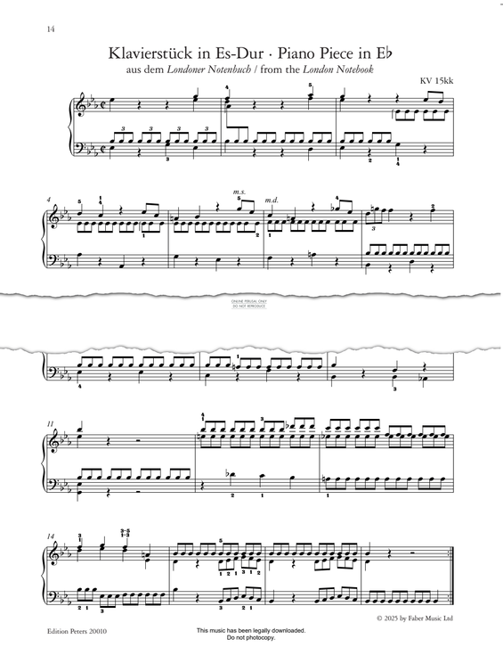 Produktbild zu: Piano Piece in Eb, KV 15kk