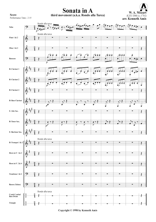 Produktbild zu: Sonata in A - 3.Satz W. A. Mozart