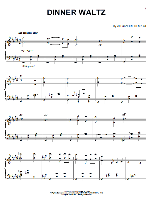 Product gallery: Page 1 of 1 Dinner Waltz, Alexandre Desplat