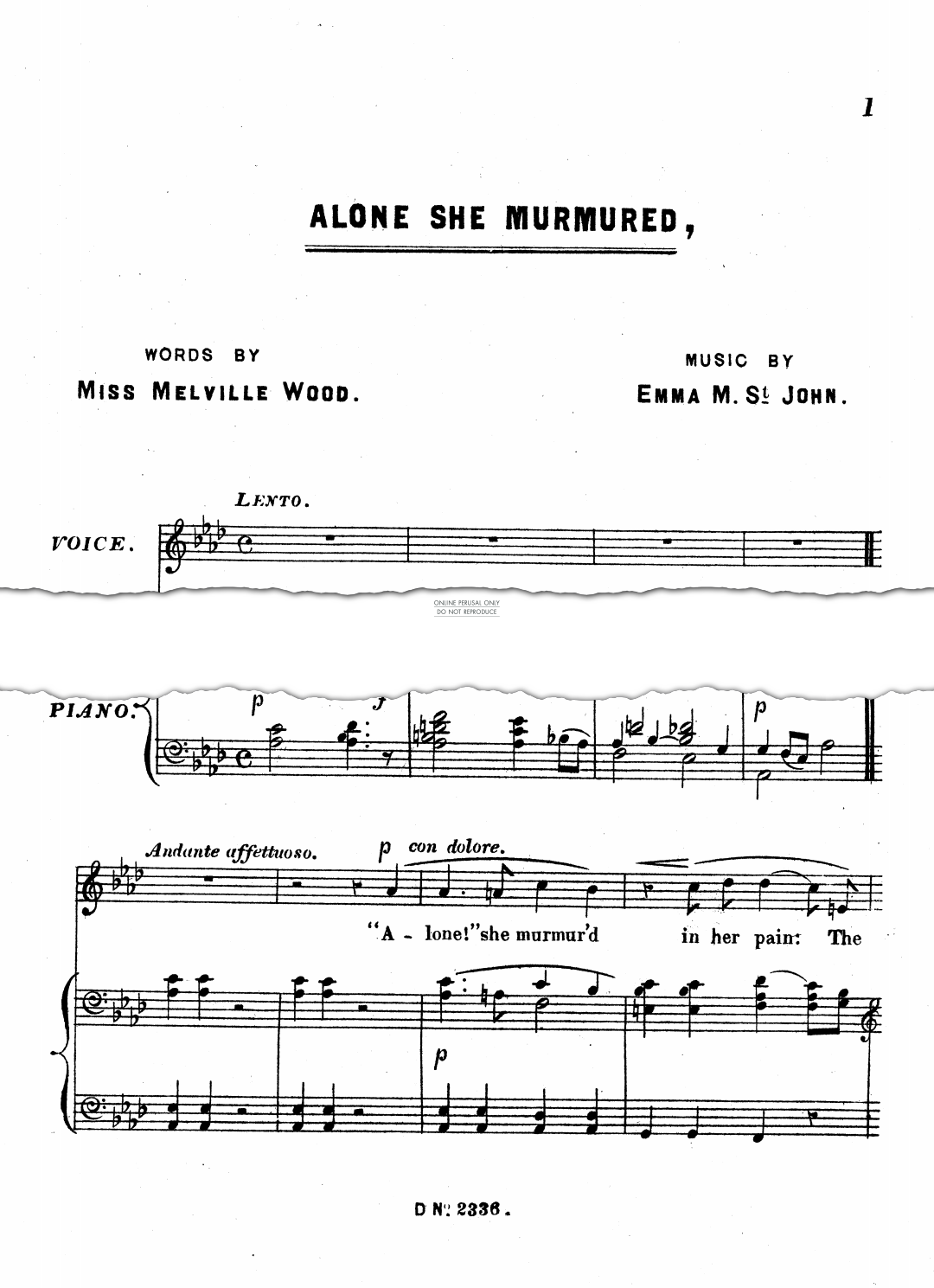 Produktgalerie: Seite 1 von 1 Alone! She Murmur'd, Emma M. St. John, Gesang, Klavier