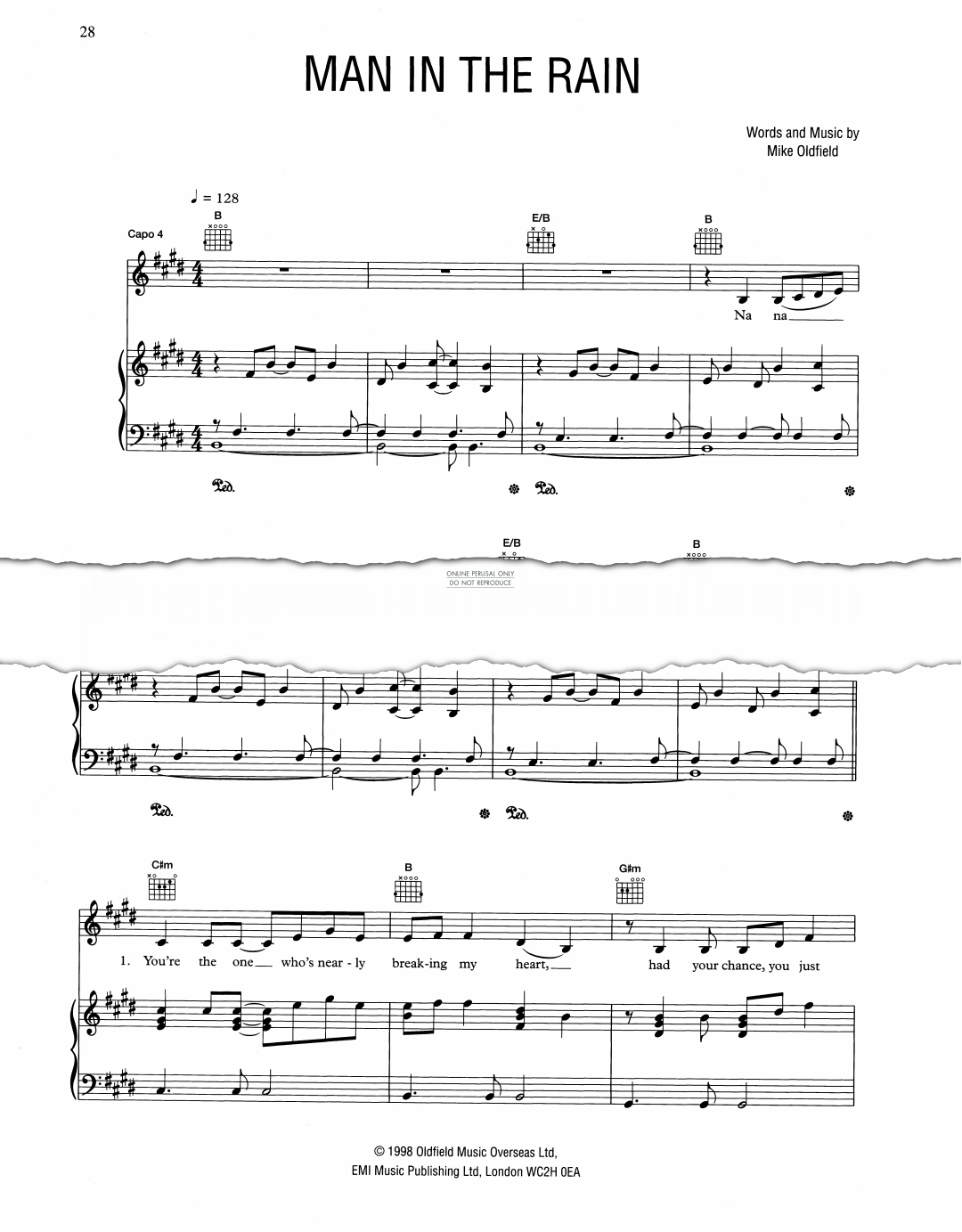 Produktgalerie: Seite 1 von 1 Man In The Rain, Mike Oldfield, Gesang, Gitarre, Klavier