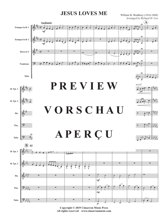 Produktgalerie: Seite 3 von 9 Jesus Loves Me , , (Blechbläser Quintett)