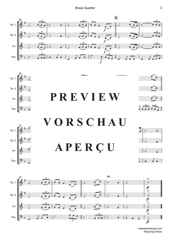 Product gallery: Page 4 of 9 Amazing Grace , Presley, Elvis, (Brass Quartet)