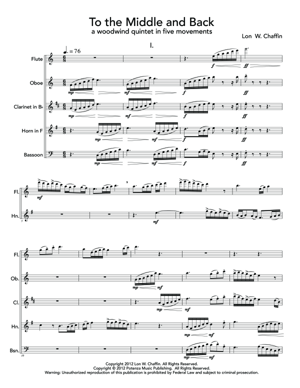 Produktgalerie: Seite 1 von 11 To the Middle and Back, , (Holzbläser Quintett)