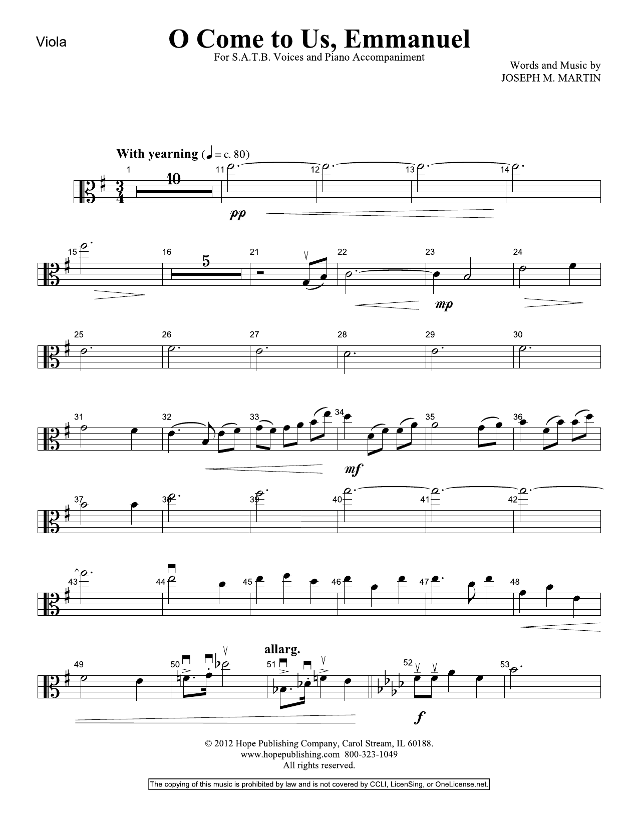 Produktbild zu: O Come To Us, Emmanuel - Viola