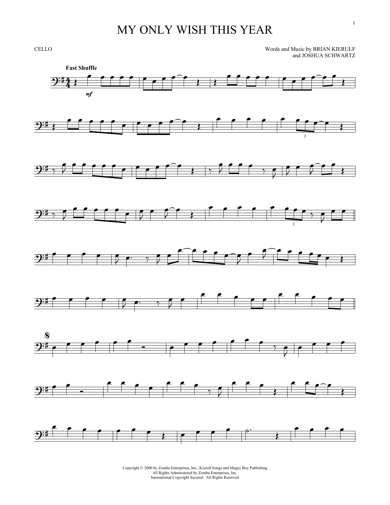 Produktgalerie: Seite 1 von 1 My Only Wish This Year, Britney Spears, Violoncello