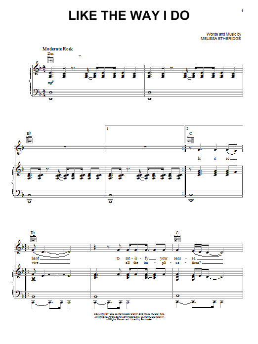 Produktgalerie: Seite 1 von 1 Like The Way I Do, Melissa Etheridge, Gesang, Gitarre, Klavier