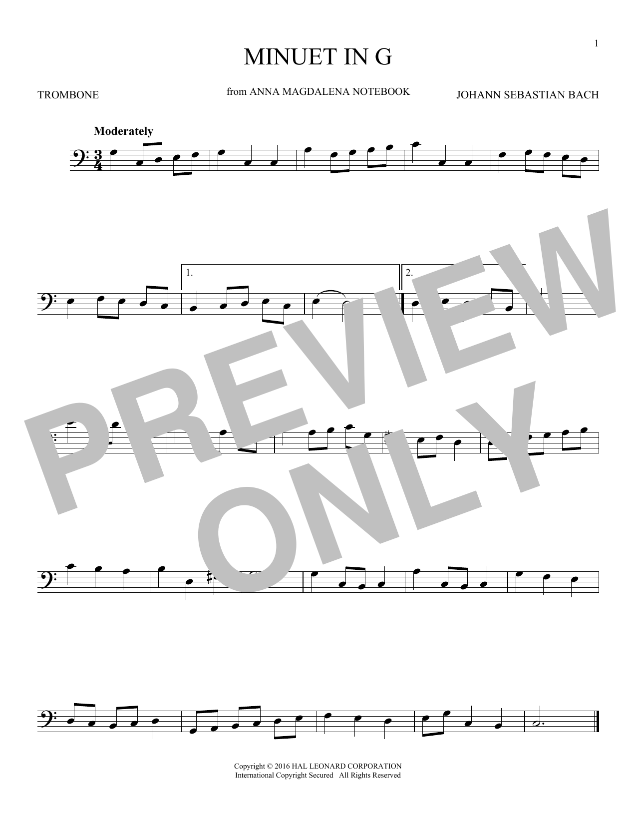 Product picture to: Minuet In G Major, BWV Anh. 114