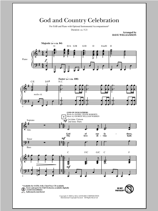 Product gallery: Page 1 of 1 God and Country Celebration (Medley), Dave Williamson