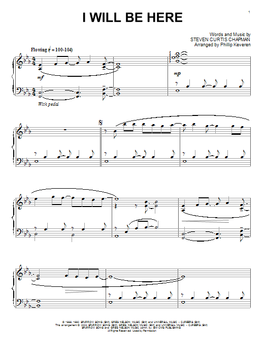 Product gallery: Page 1 of 1 I Will Be Here (arr. Phillip Keveren), Steven Curtis Chapman