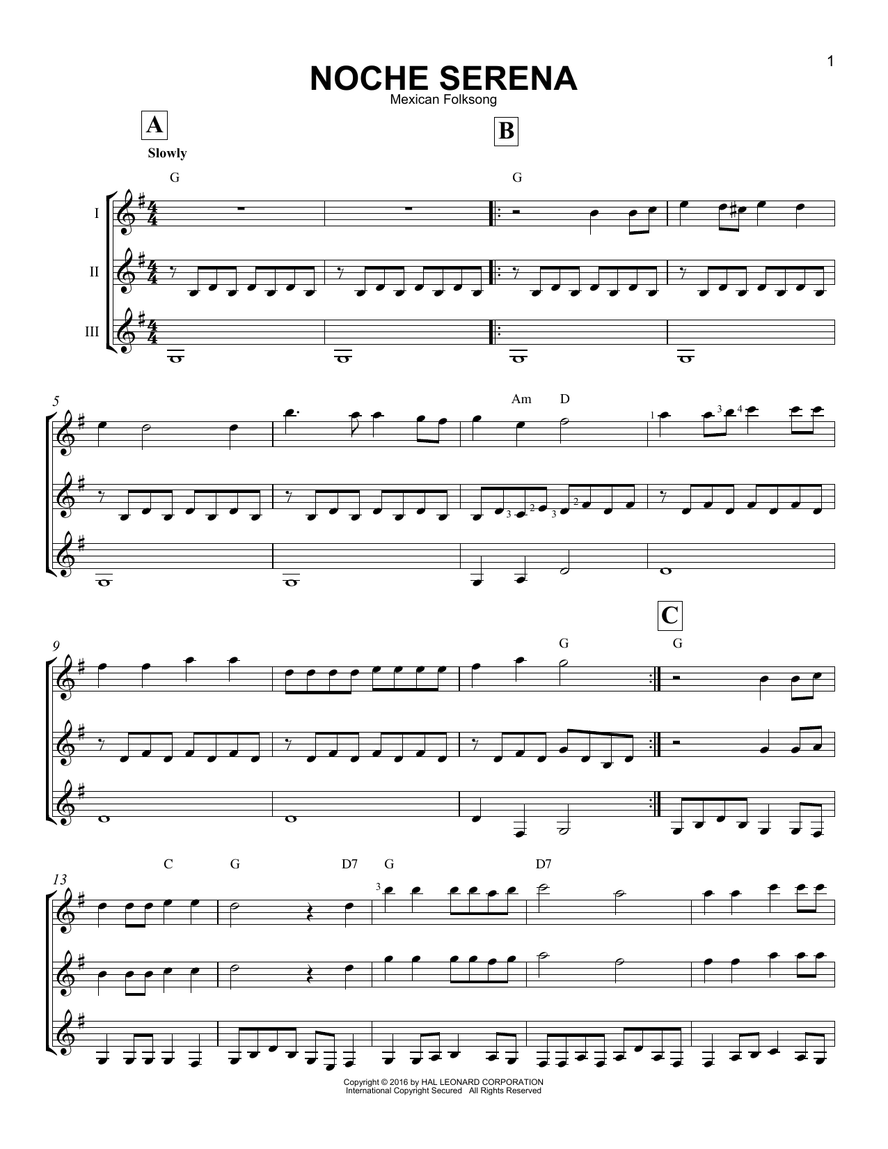 Product gallery: Page 1 of 1 Noche Serena, Mexican Folksong