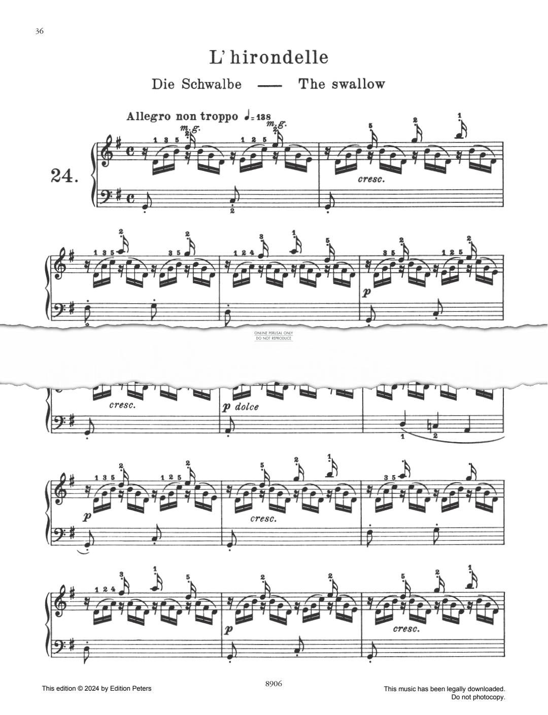 Produktbild zu: L'Hirondelle Op. 100 No. 24