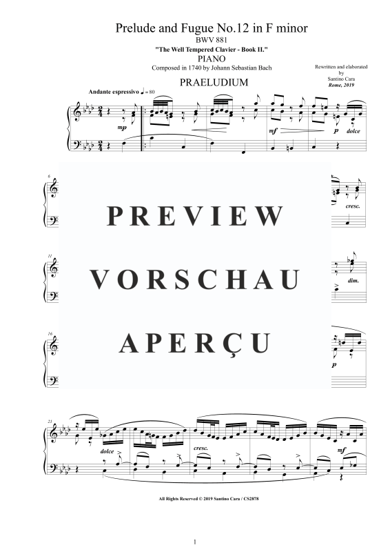 Product gallery: Page 2 of 7 Prelude and Fugue No. 12 in F minor BWV 881, , Solo Piano