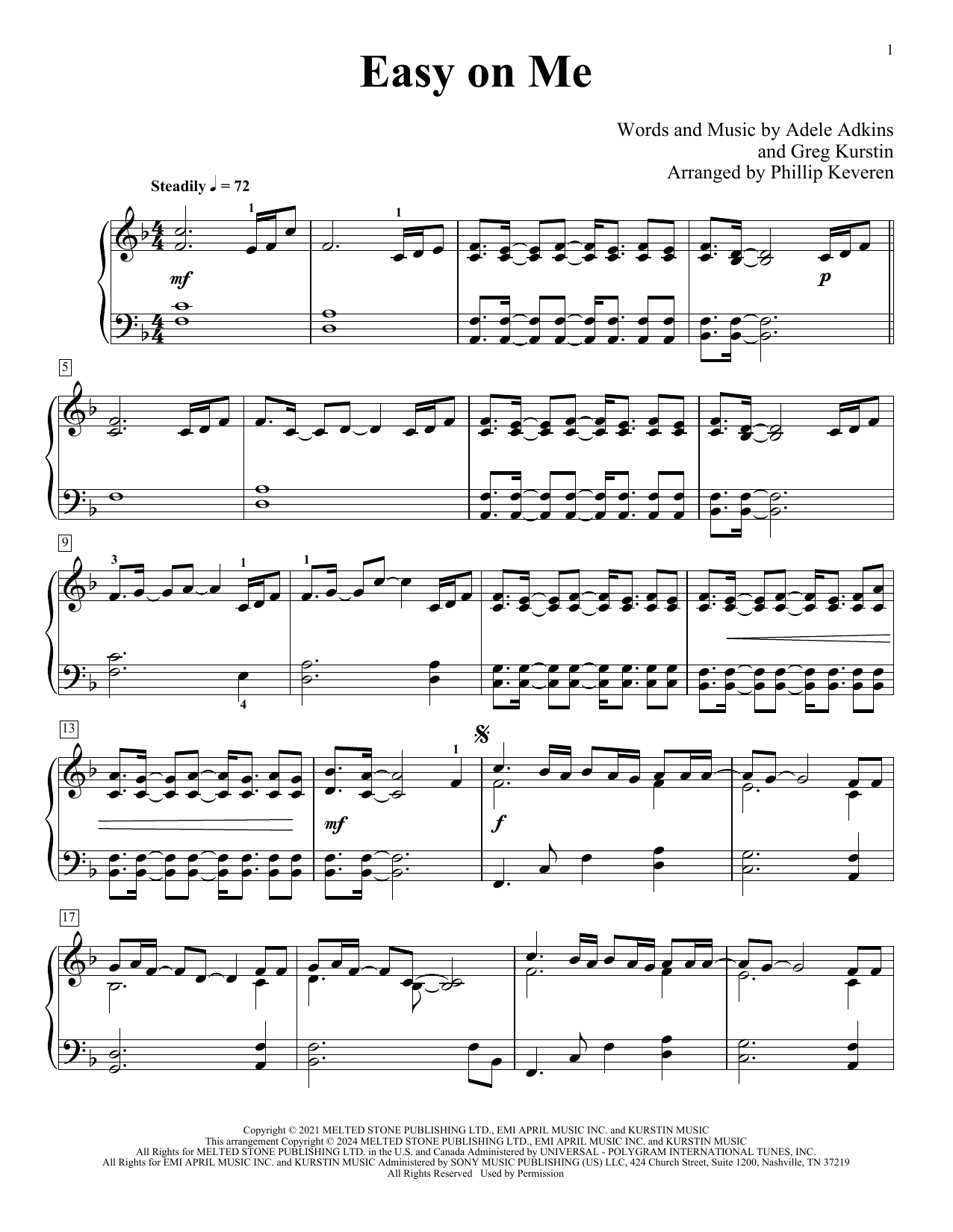 Product picture to: Easy On Me (arr. Phillip Keveren)