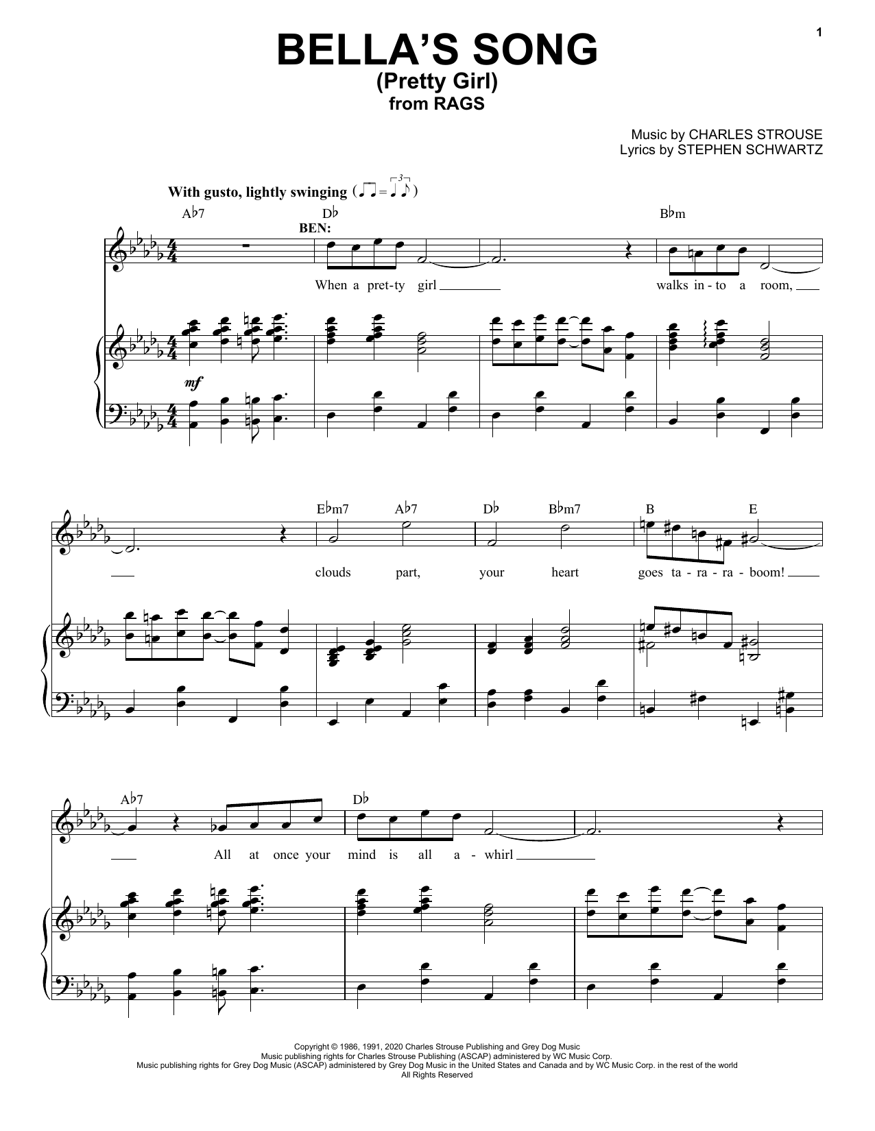 Produktbild zu: Bella's Song (Pretty Girl) (from Rags: The Musical)