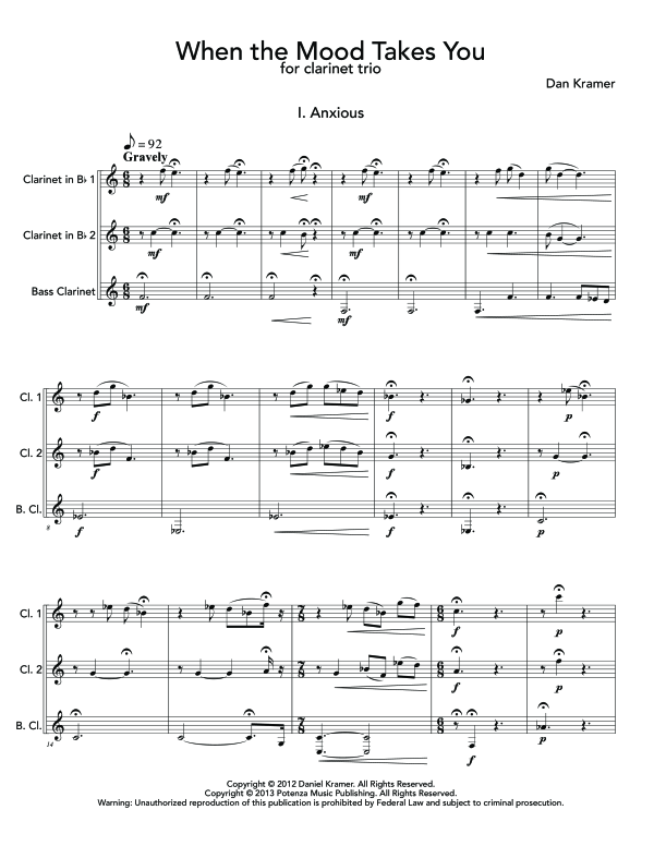 Product gallery: Page 1 of 11 When The Mood Takes You, , (Clarinet Trio)