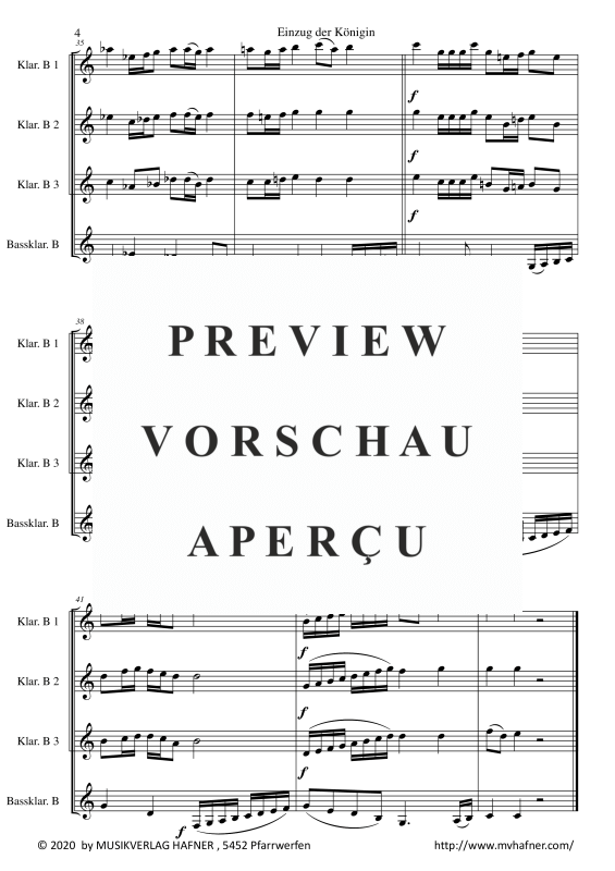 Product gallery: Page 9 of 11 Einzug der Königin, , (Clarinet Quartet)