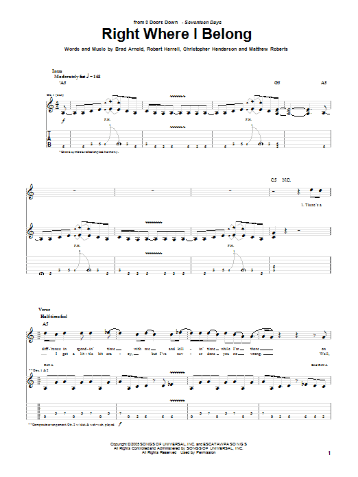 Produktgalerie: Seite 1 von 1 Right Where I Belong, 3 Doors Down, Gitarre