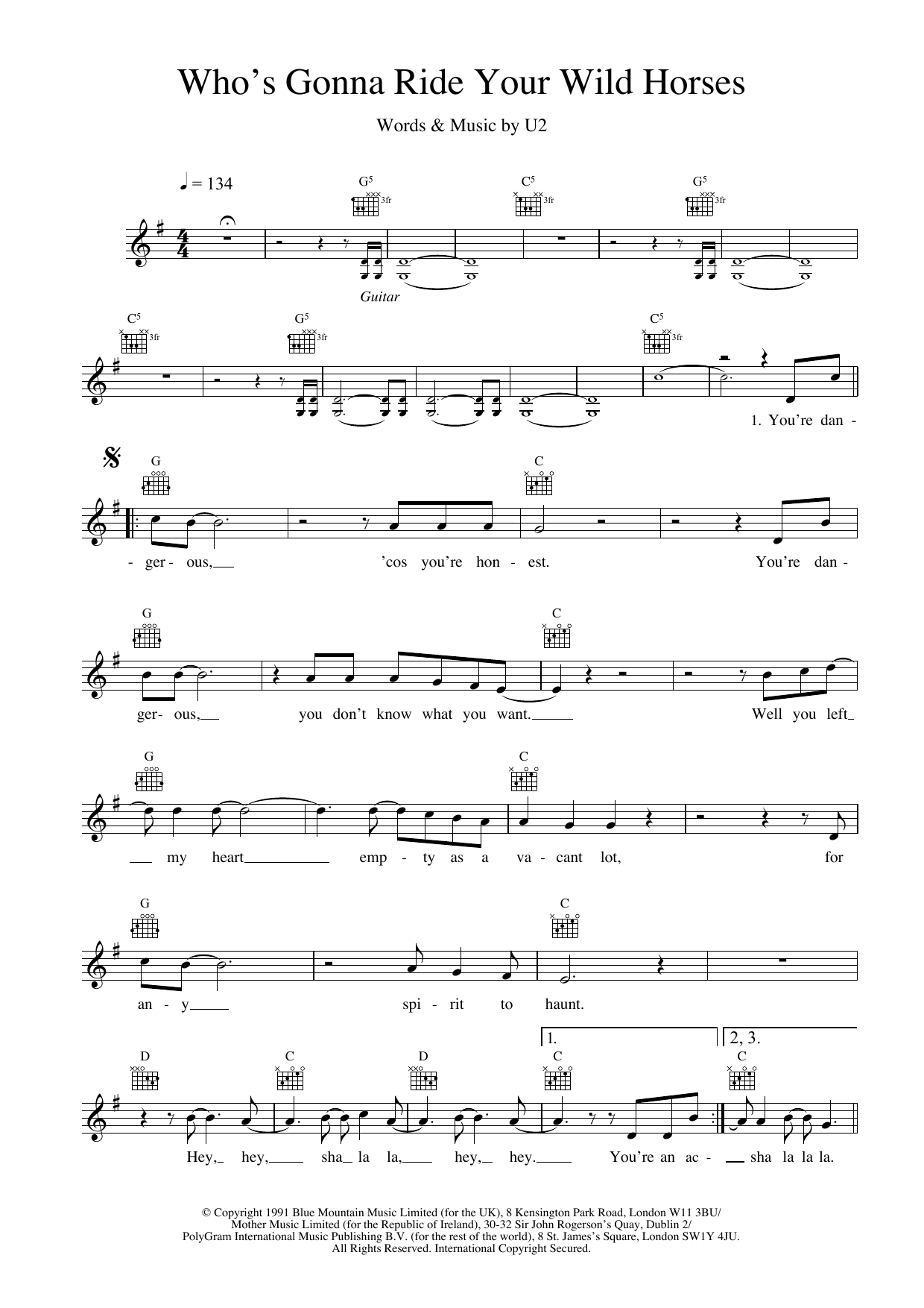 Produktgalerie: Seite 1 von 1 Who's Gonna Ride Your Wild Horses, U2, Melodieinstrument