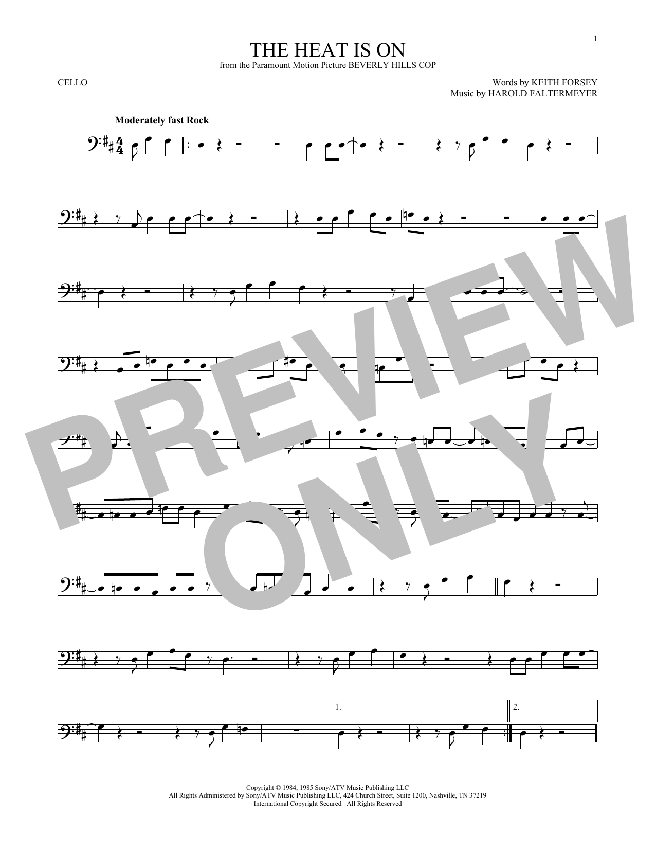 Produktgalerie: Seite 1 von 1 The Heat Is On, Glenn Frey, Violoncello