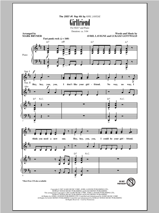Produktgalerie: Seite 1 von 1 Girlfriend, Mark Brymer, Chor