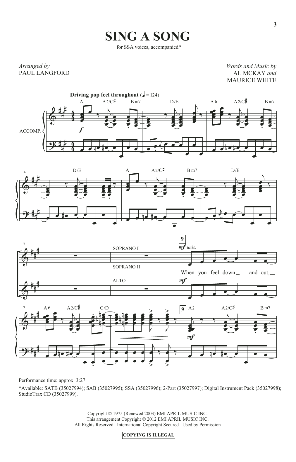 Produktgalerie: Seite 1 von 1 Sing A Song (arr. Paul Langford), Earth, Wind & Fire, Chor