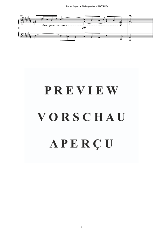 Produktgalerie: Seite 8 von 8 Fuge in Gis-Moll BWV 887b, , Klavier Solo