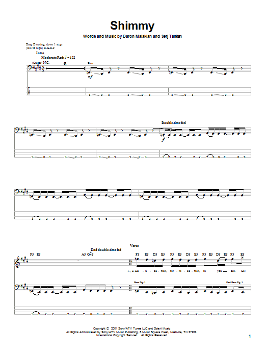 Produktgalerie: Seite 1 von 1 Shimmy, System Of A Down, E-Bass