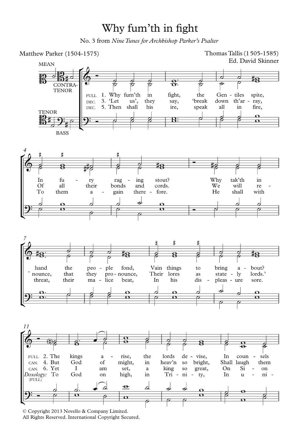 Product picture to: Why Fum'th In Fight (From Nine Tunes For Archbishop Parker's Psalter)