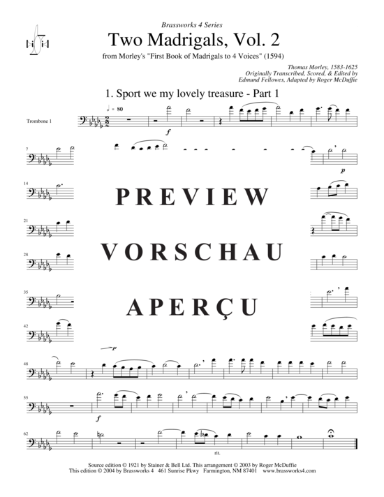 Produktgalerie: Seite 4 von 11 Zwei Madrigale Vol. 2 , , (Posaunen-Quartett)
