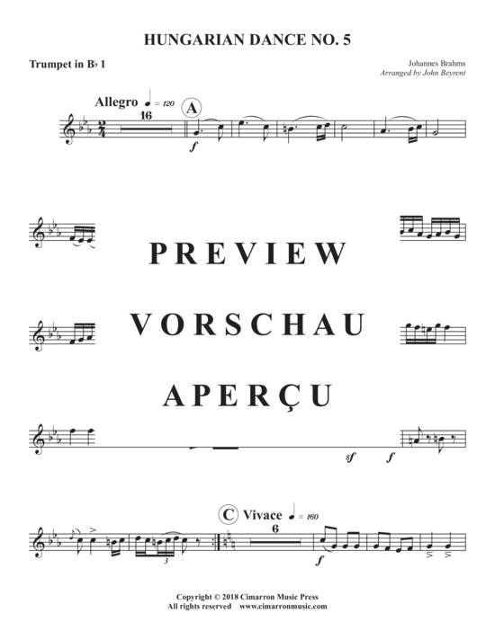 Produktgalerie: Seite 8 von 17 Hungarian Dance No. 5 , , (Blechbläser Quintett)