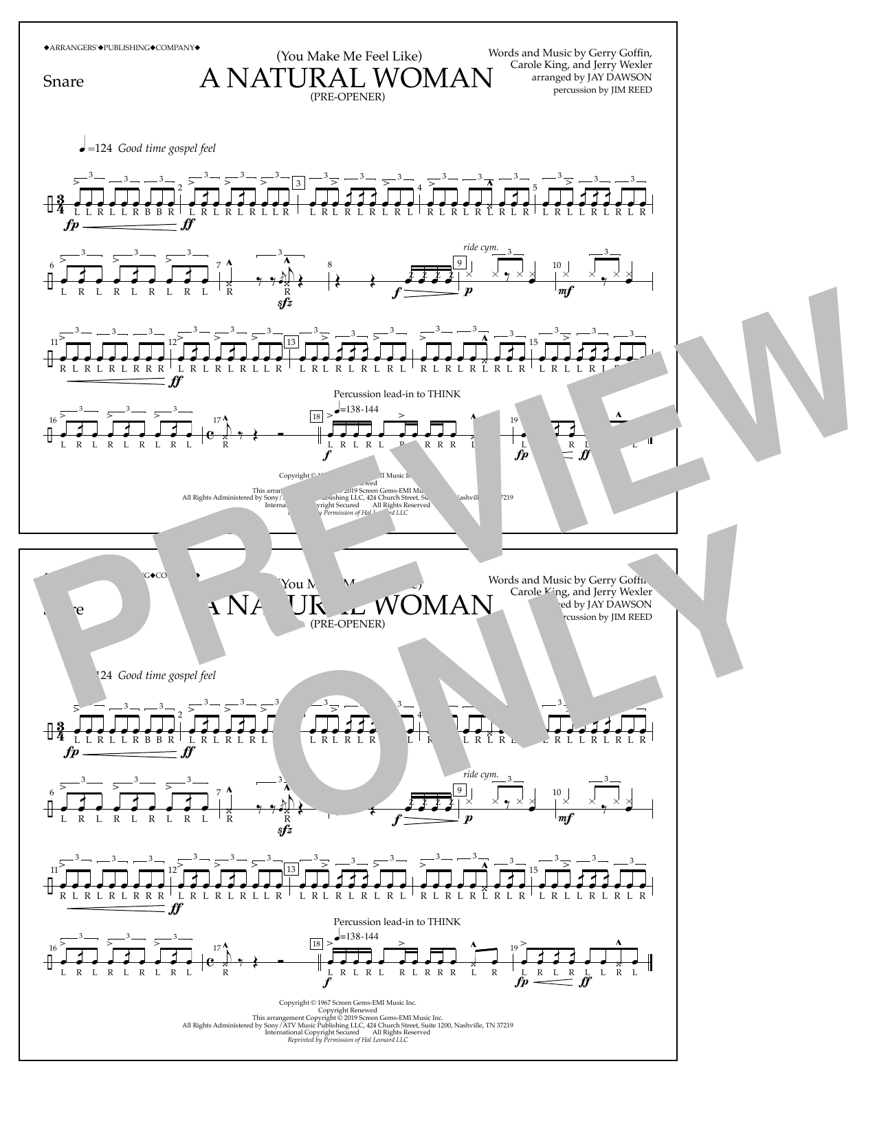 Produktbild zu: (You Make Me Feel Like) A Natural Woman (Pre-Opener) (arr. Jay Dawson) - Snare